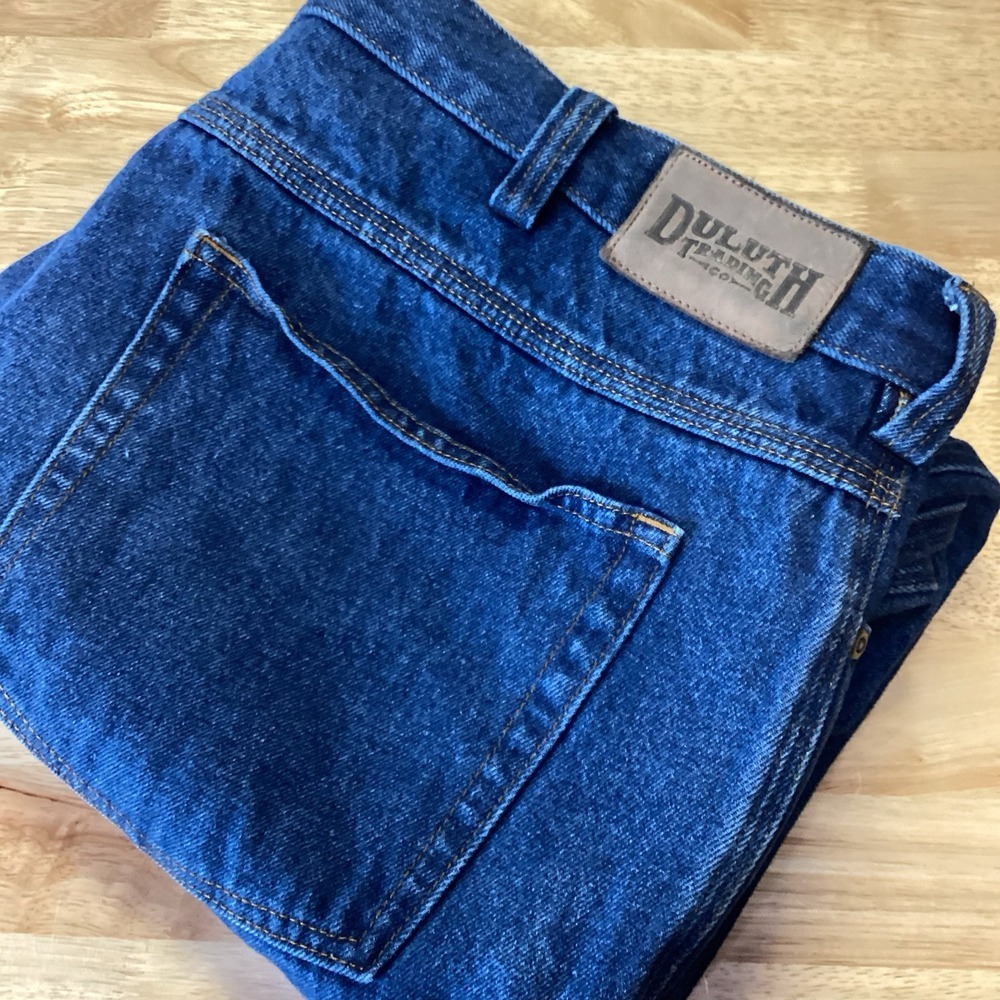 Duluth Trading‎ Jeans 42x32 Blue Dark Wash Ballroom Relaxed Fit Workwear Denim